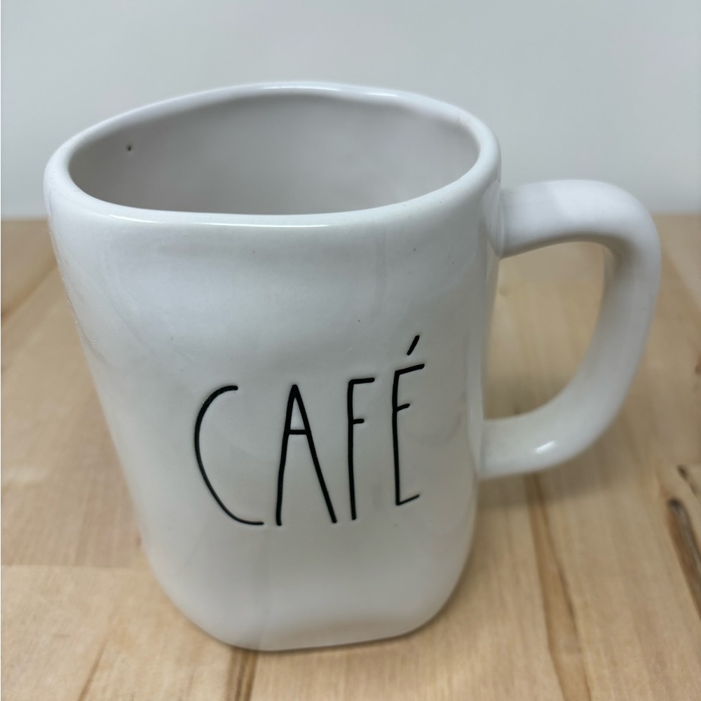 Rae Dunn CAFE' Mug White Ceramic with Black Lettering New